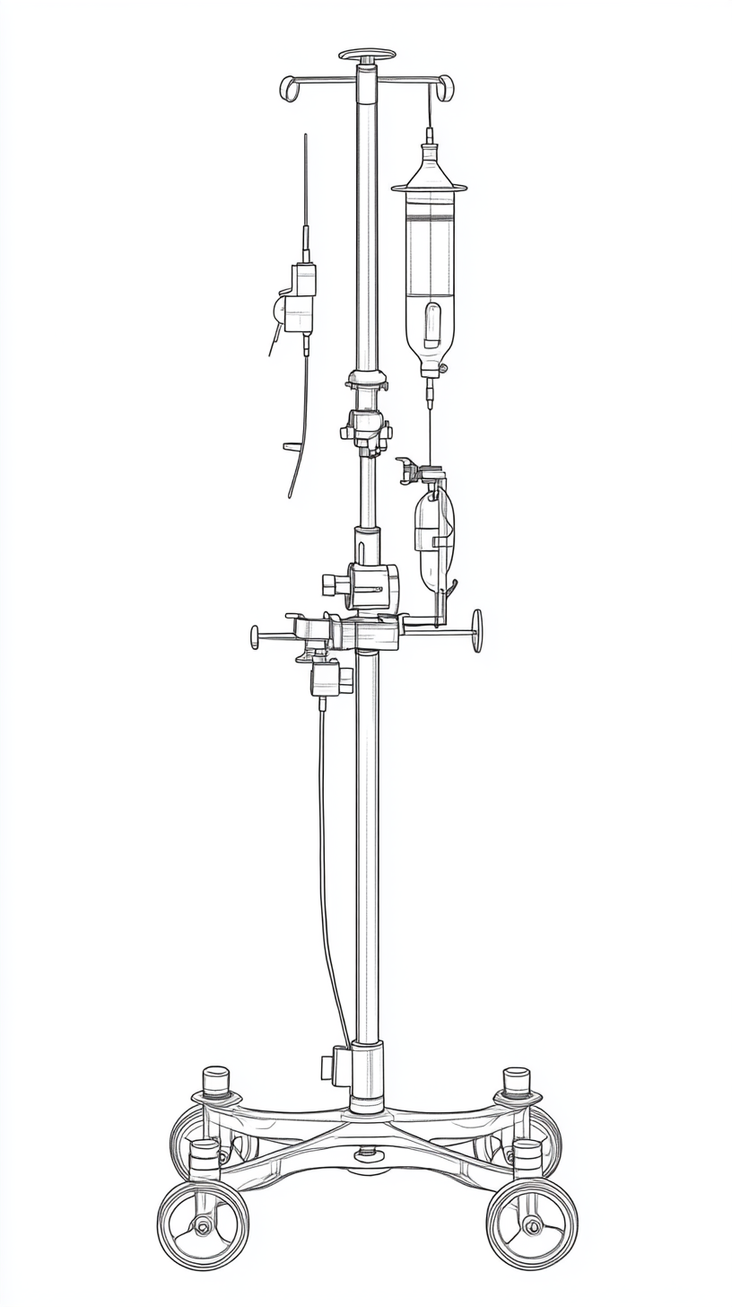 Medical IV Stand Outline Tattoo Design