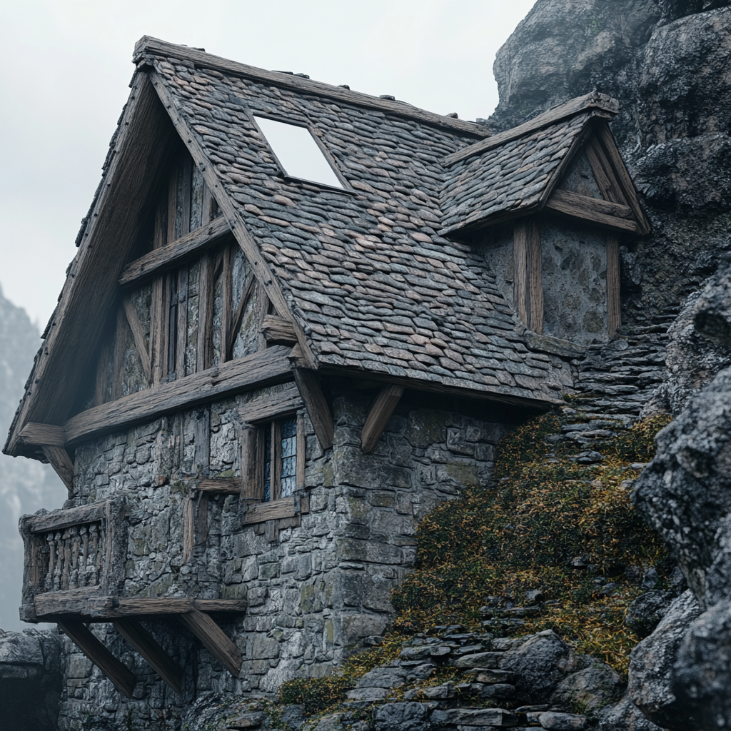 Medieval hillside house with skylight - Detailed Fantasy