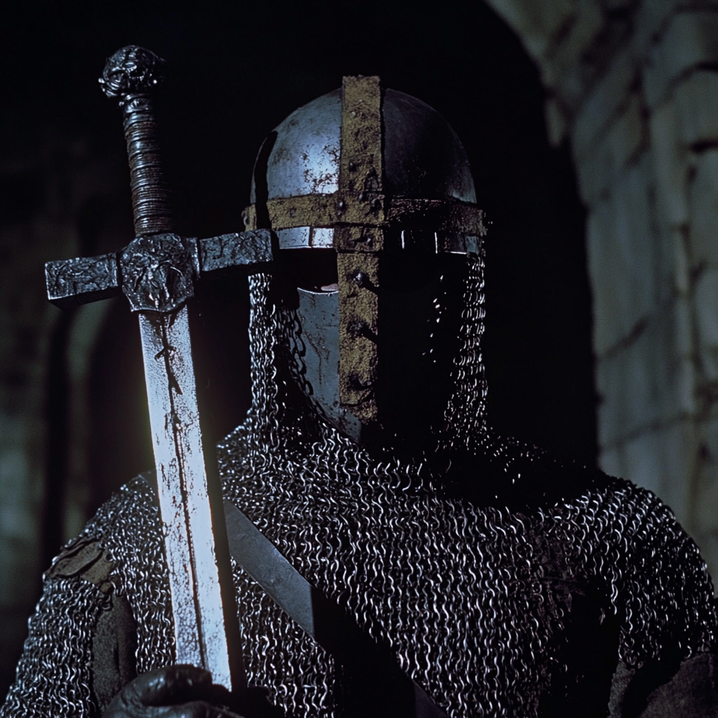 Medieval knight with sword from 1982 movie