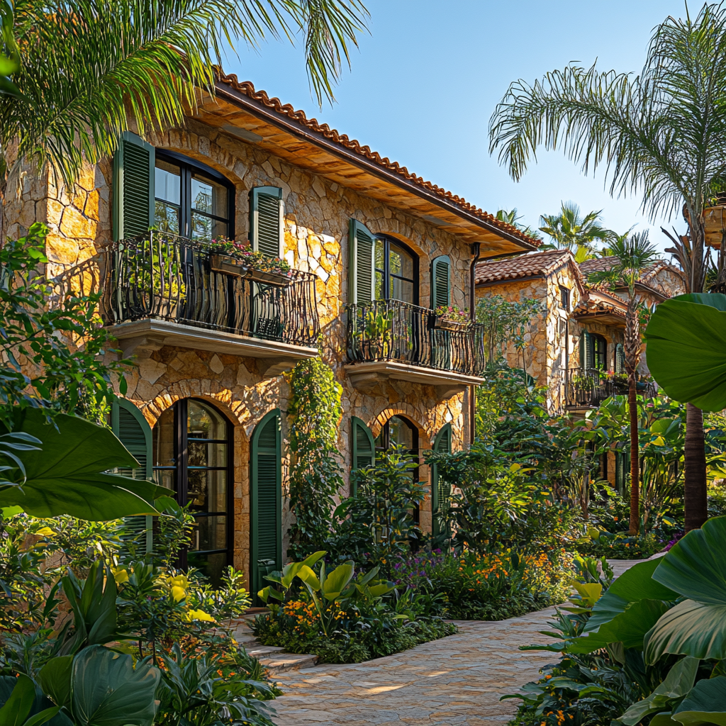 Mediterranean Luxury Townhouse Amidst Lush Tropical Greenery