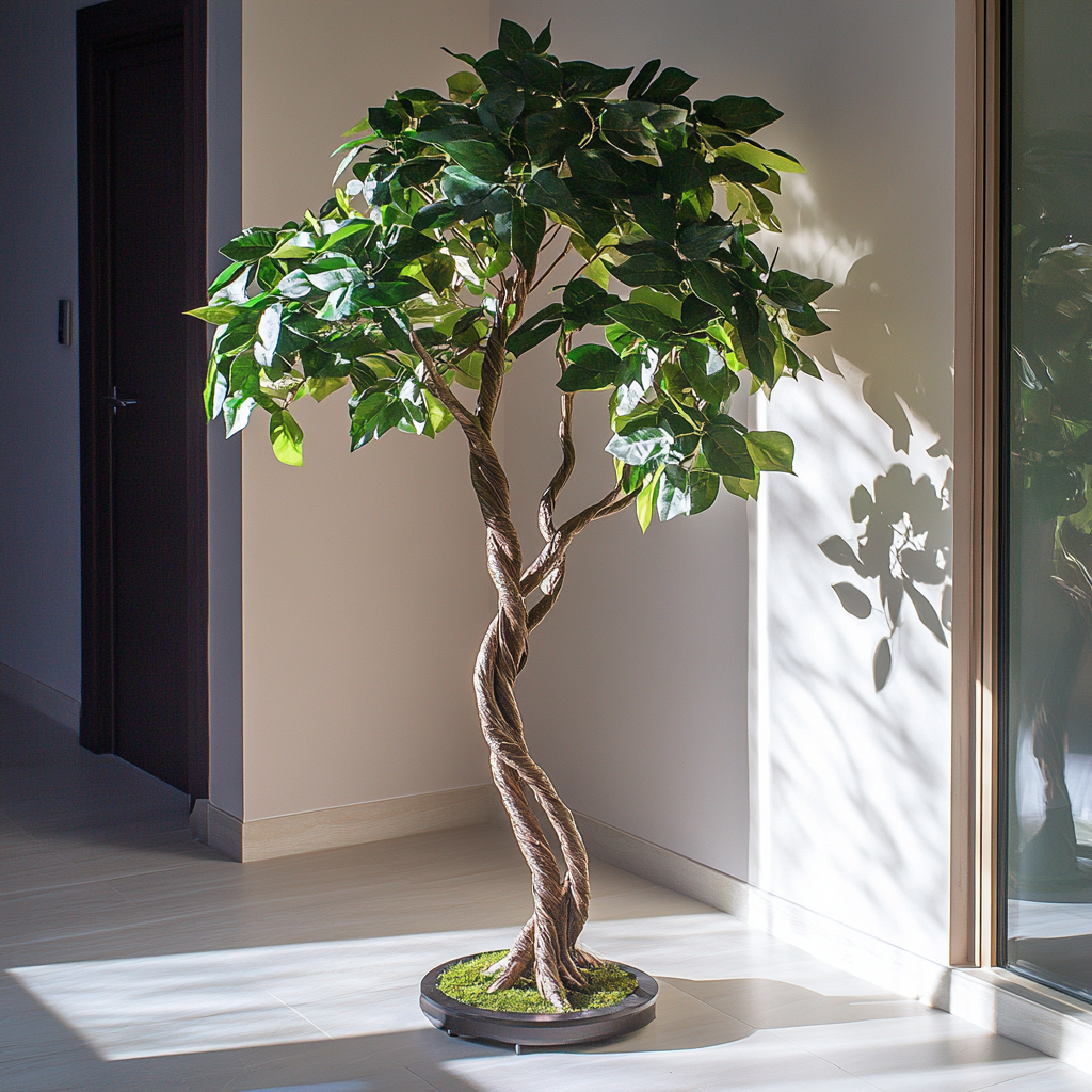 Medium Ficus Tree - Silk Leaves, Natural Trunk