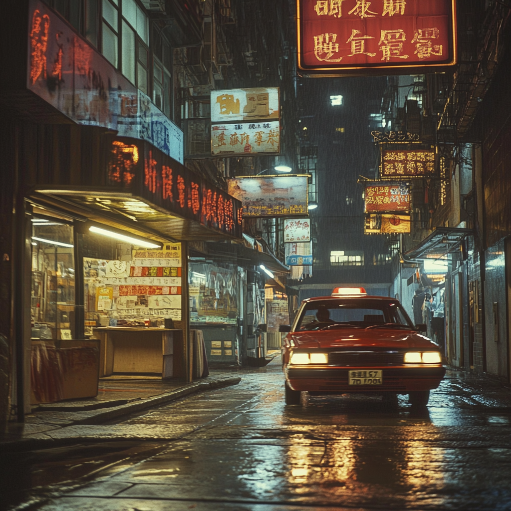 Memory lane: rain-soaked streets of old Hong Kong.