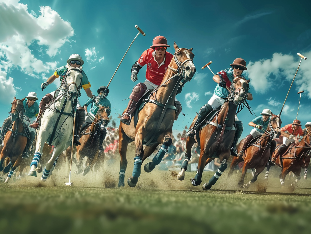 Men's polo game: vibrant, energetic, traditional elegance.