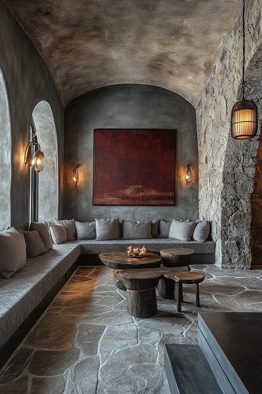 Merge Mediterranean style with modern aesthetics in chic lounge.