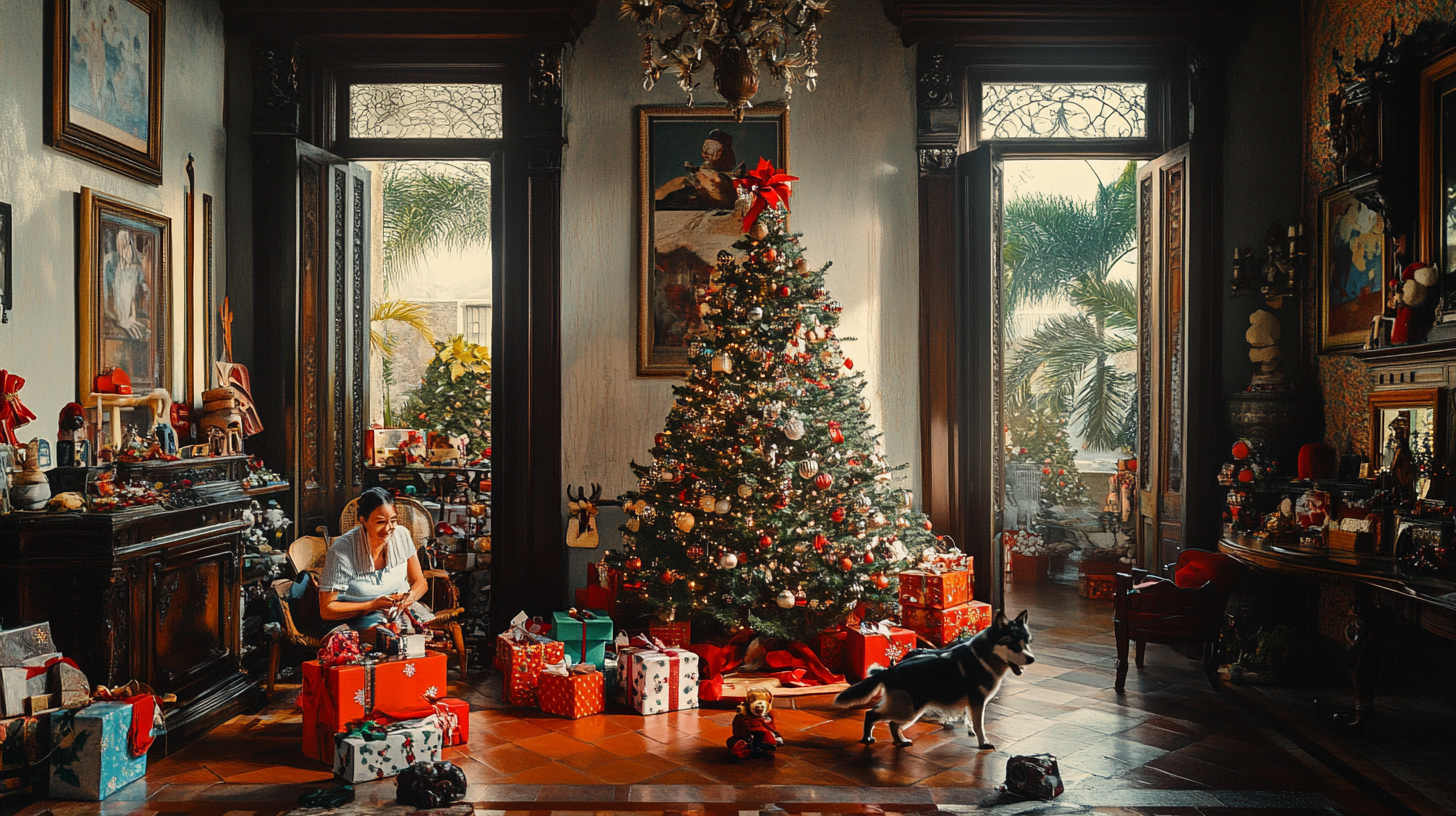 Mexican Family Christmas Celebration with Pets