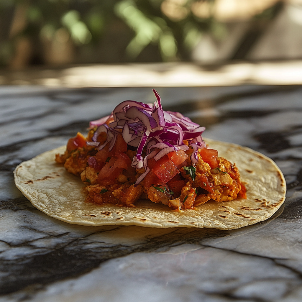 Mexican Street Taco Product Photo Shoot on Marble Table