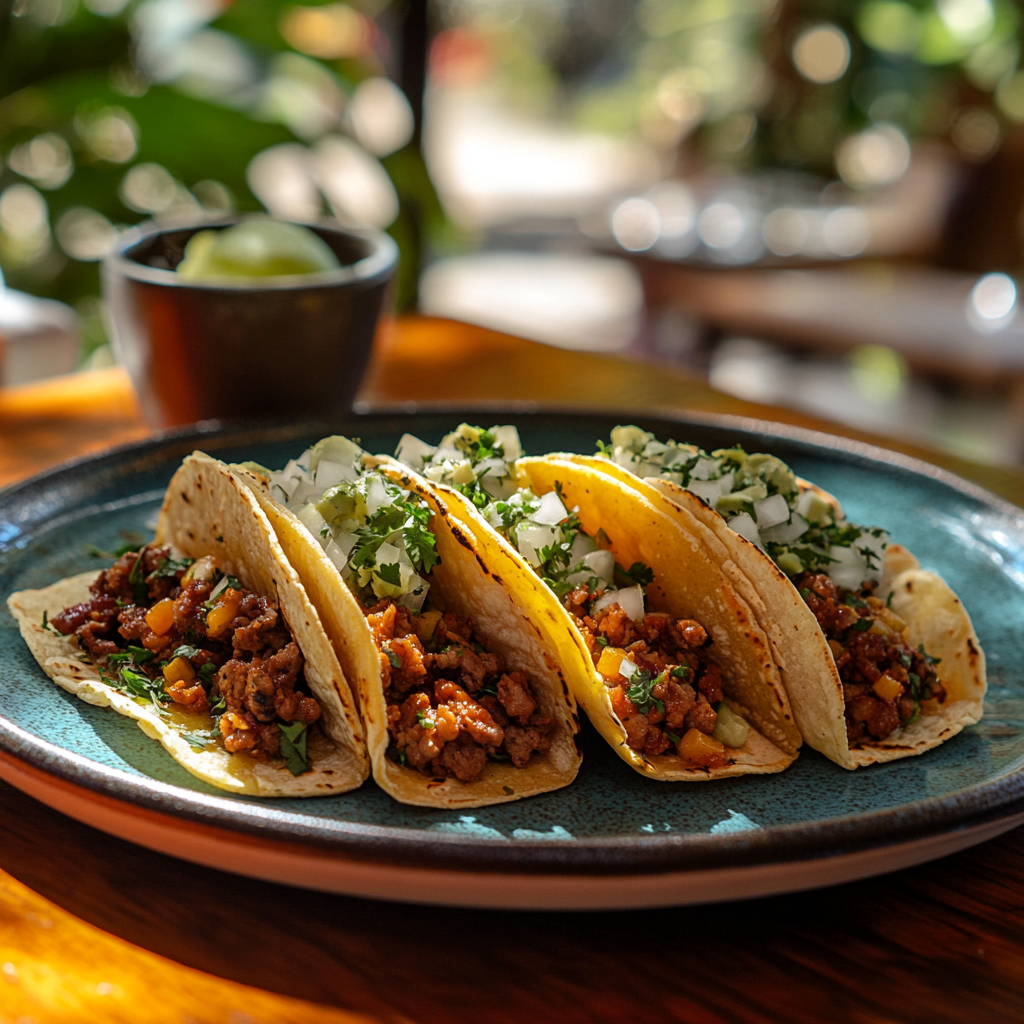 Mexican classic style taco display with upper light.