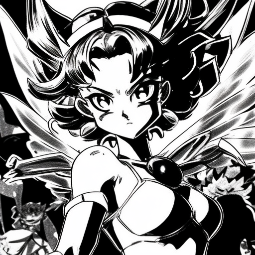 Mexican magical girl manga with CLAMP style, black and white.