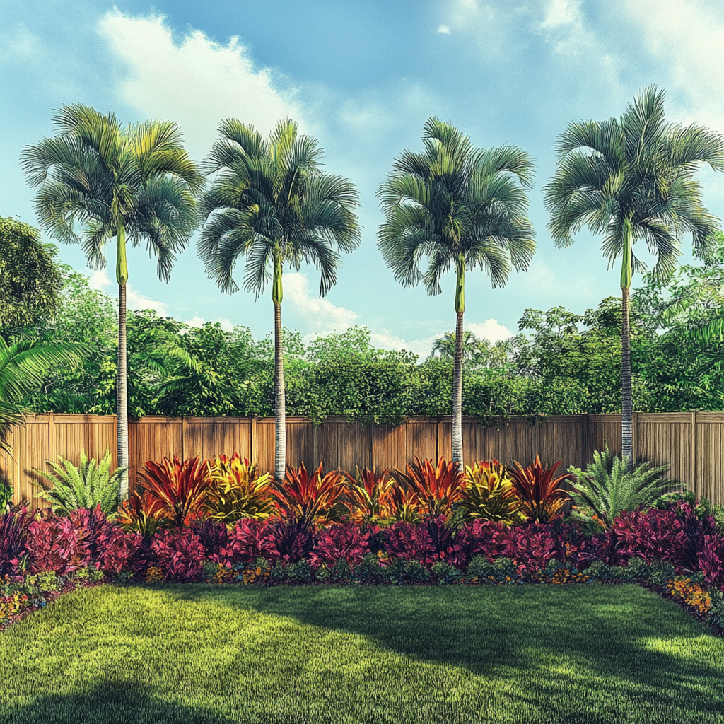 Miami backyard landscape design with native plants, colorful vegetation