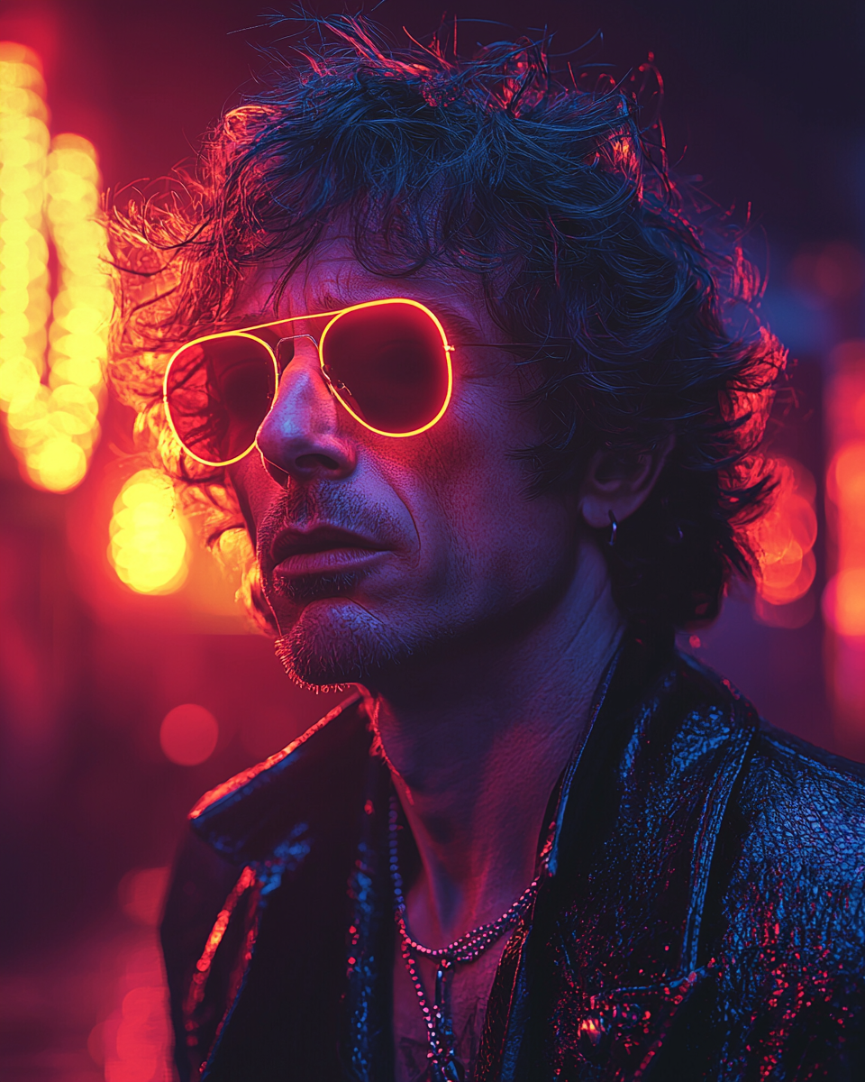 Mick Jagger in Neon Vaporwave Aesthetic Art