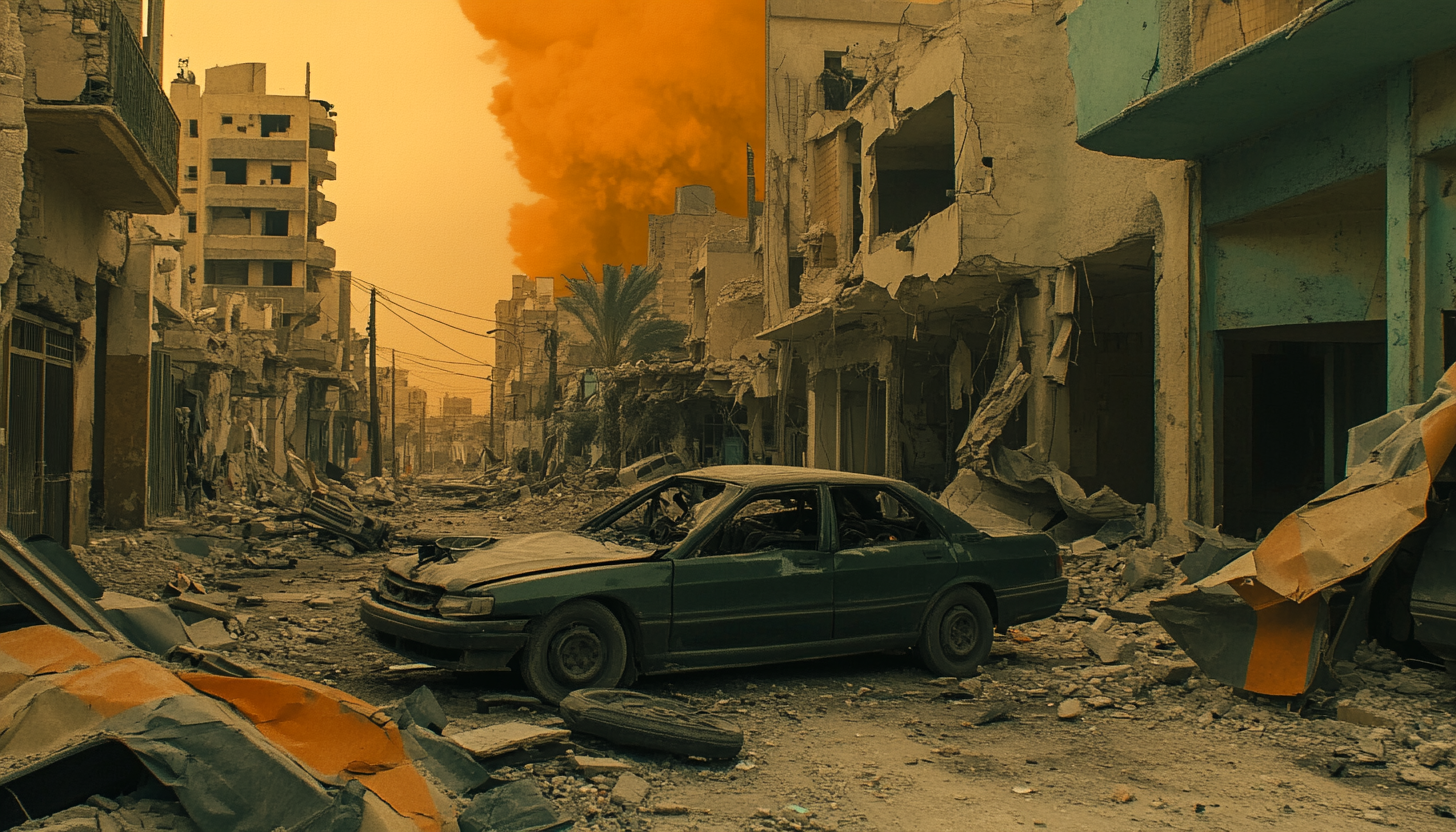 Middle Eastern Man in Front of Wrecked Store