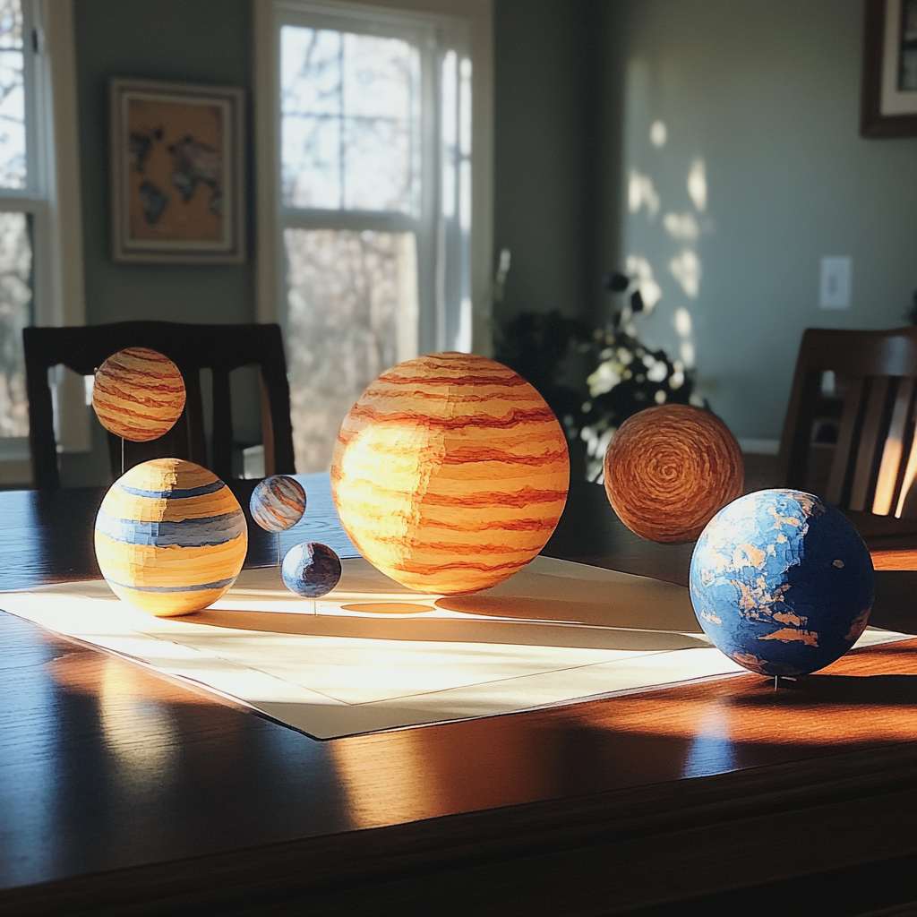 Middle school student creates realistic solar system model.