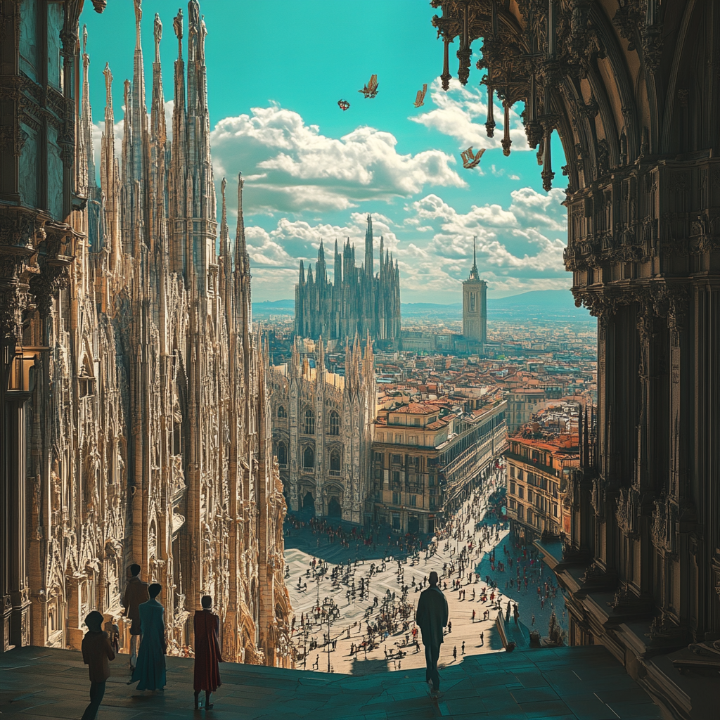 Milan in 2024 photographed beautifully with 3D render.