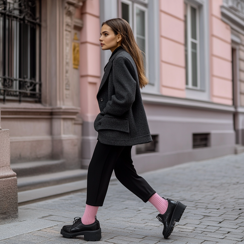 Mini Pink Wool Socks with Elegant Shoes - Comfortable Daily Wear