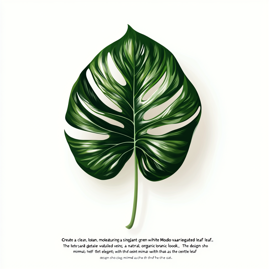 Minimal, elegant logo with vibrant Monstera Albo leaf centerpiece.