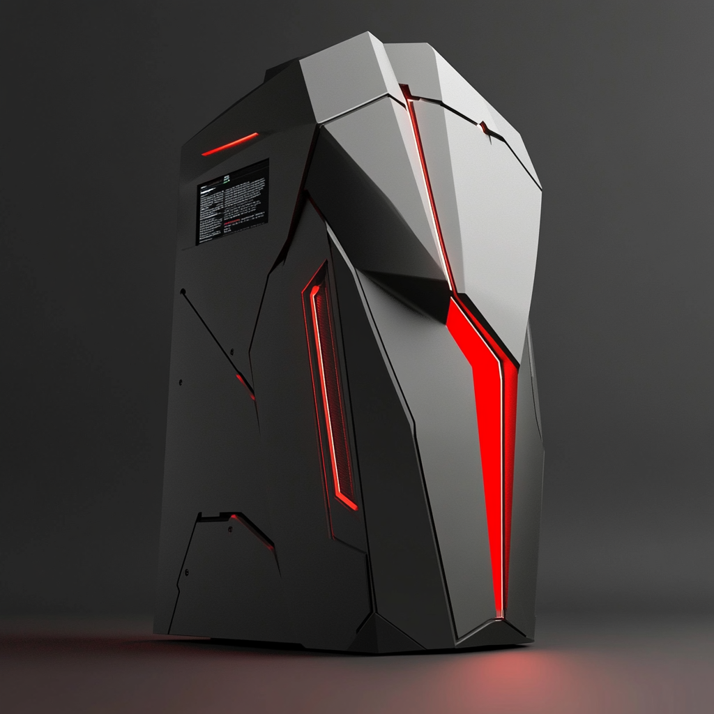 Minimal design computer gaming case, inspired by Lamborghini Reventon.