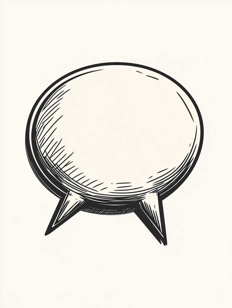 Minimalist Black and White Talk Bubble Illustration 3:4 