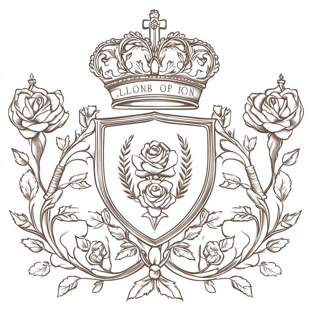 Minimalist Cambridge-style Coat of Arms Vector with Roses