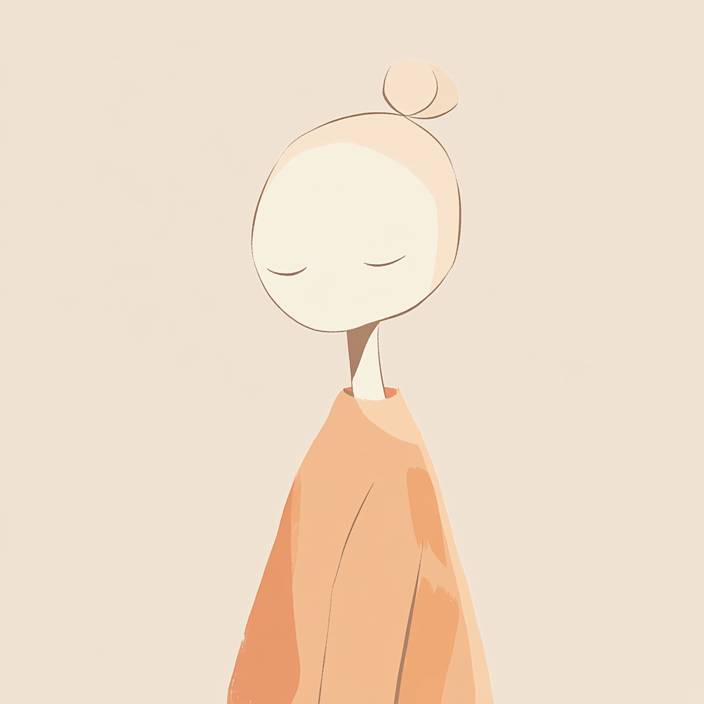 Minimalist illustration of calm character with delicate features