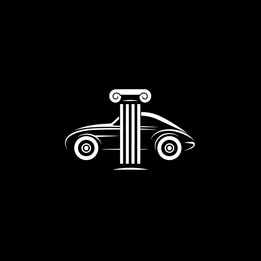 Minimalist logo for YouTube channel merging car, encyclopedia, column.