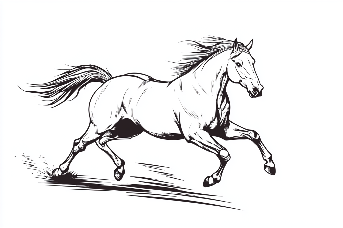 Minimalistic Japanese Ink Horse Vector Illustration