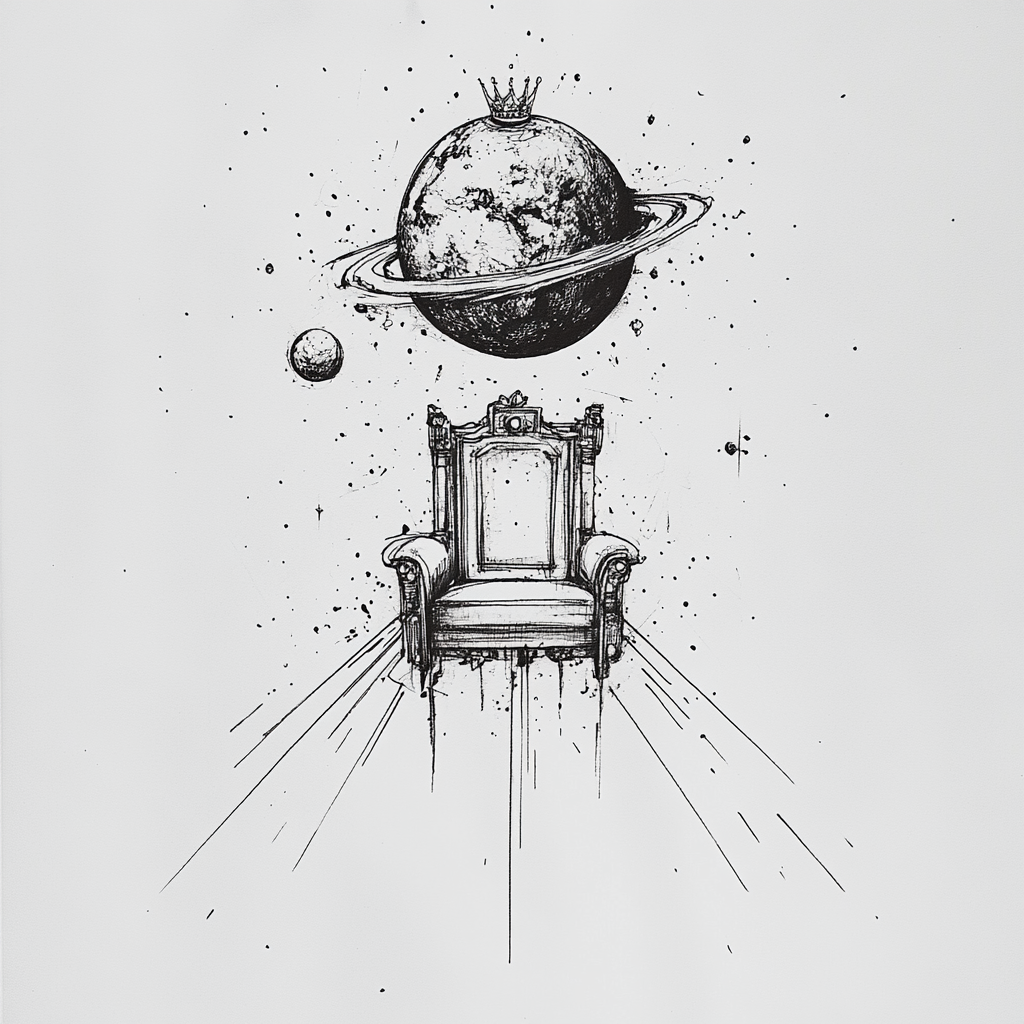 Minimalistic Tattoo Sketch: Earth View from Heaven's Throne 