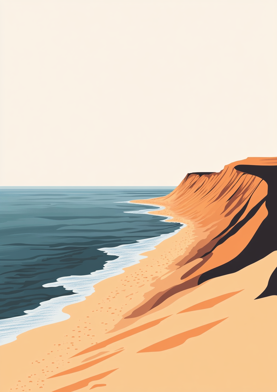 Minimalistic desktop wallpaper of Namibian coast sand dunes