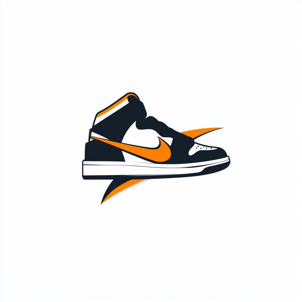 Minimalistic white emblem design inspired by Nike style