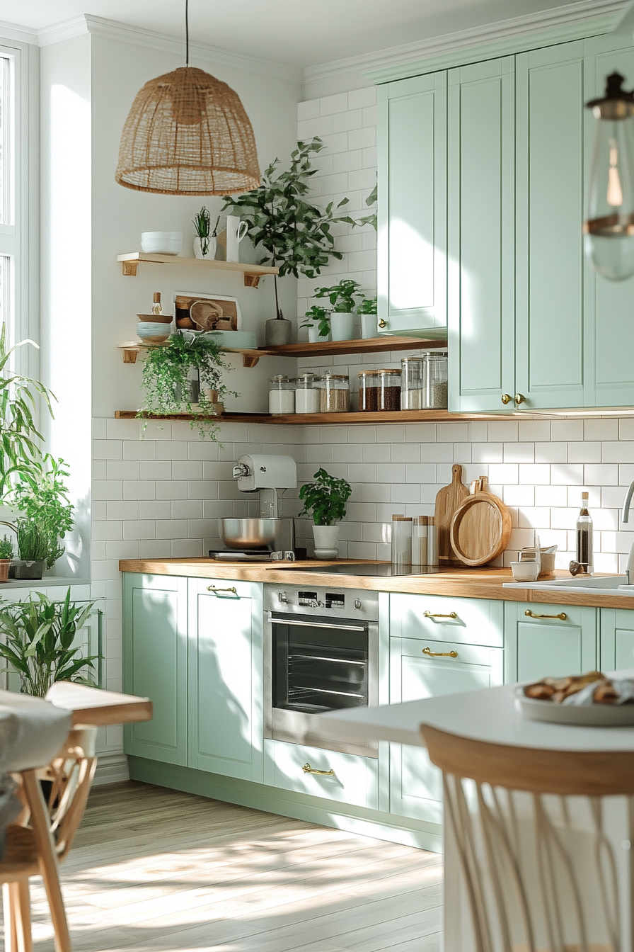 Mint Freshness Kitchen with Plant Accents 