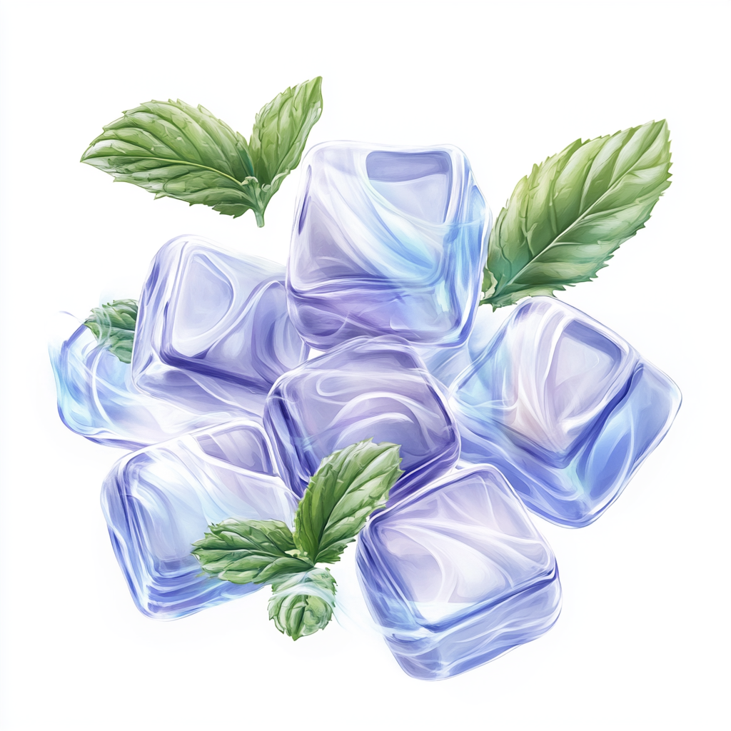 Mint snacks like plum cake. FRISK logo, blue streaks.