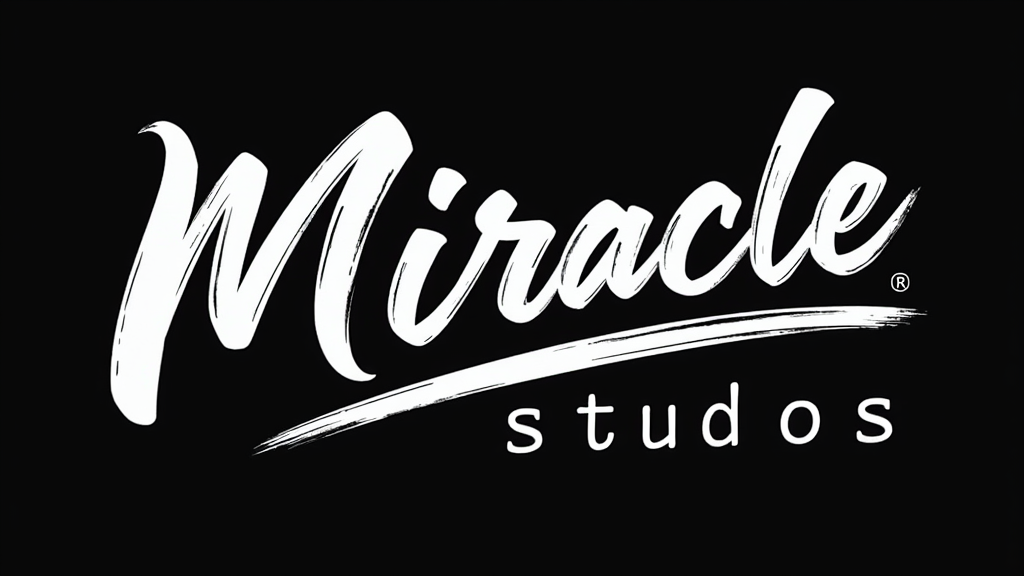 Miracle Studios' Dynamic Black-White Calligraphy Logo