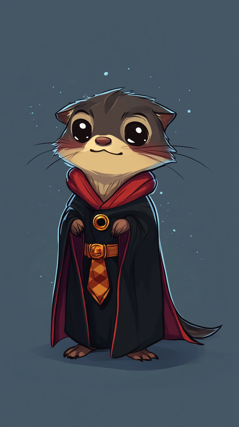 Mischievous chibi animal in Harry Potter causes chaos humorously.