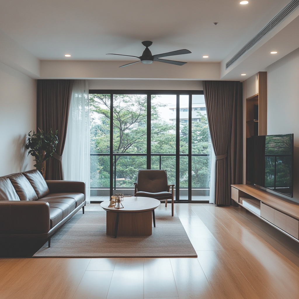 Modern, Bright Living Room with Floor-to-Ceiling Windows