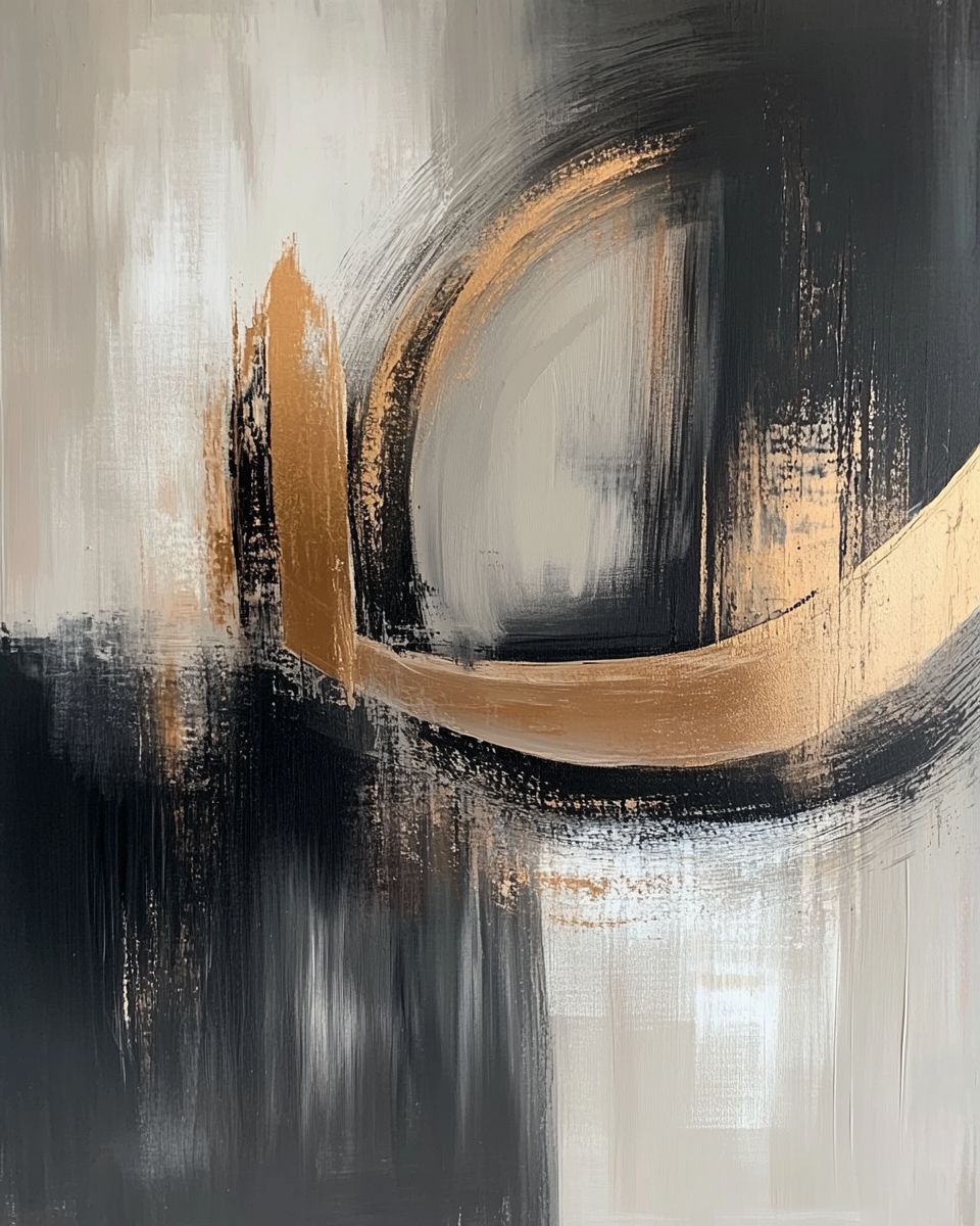 Modern Abstract Artwork: Elegance & Sophistication with Metallic Elements