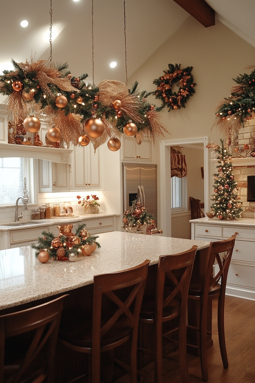 Modern Copper Cheer Kitchen Decor with Holiday Glow