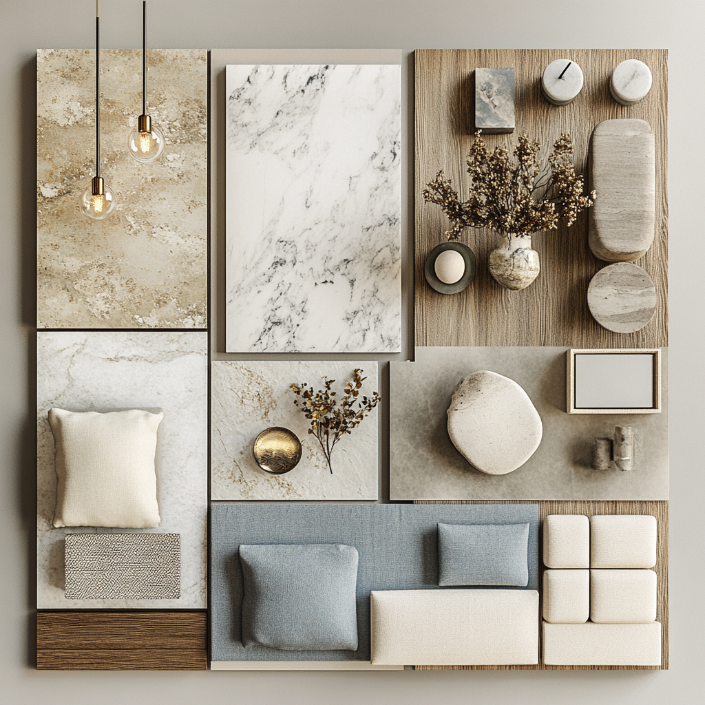 Modern Interior Design Moodboard with Color Samples