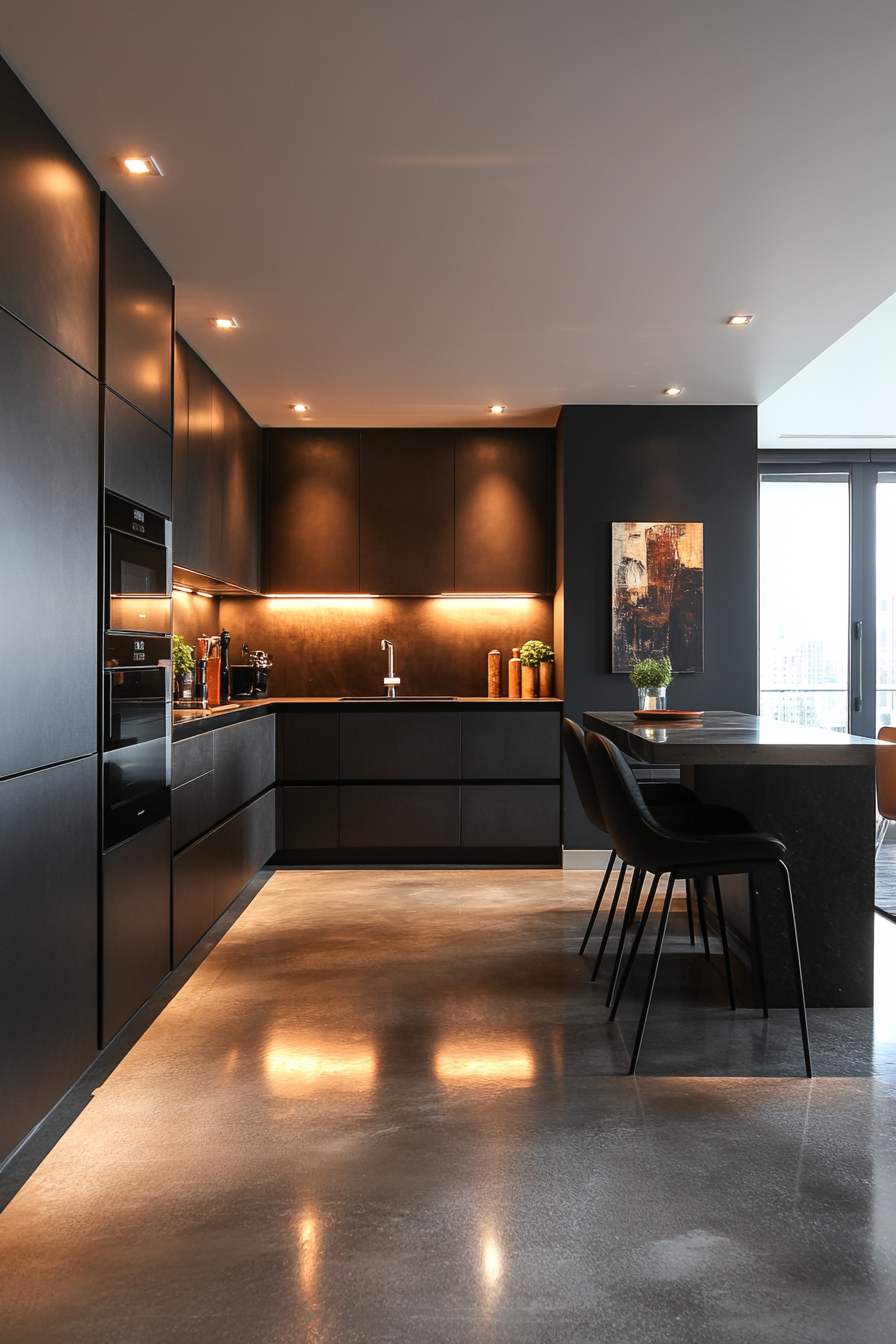 Modern Minimalist Kitchen Interior with Sleek Cabinetry