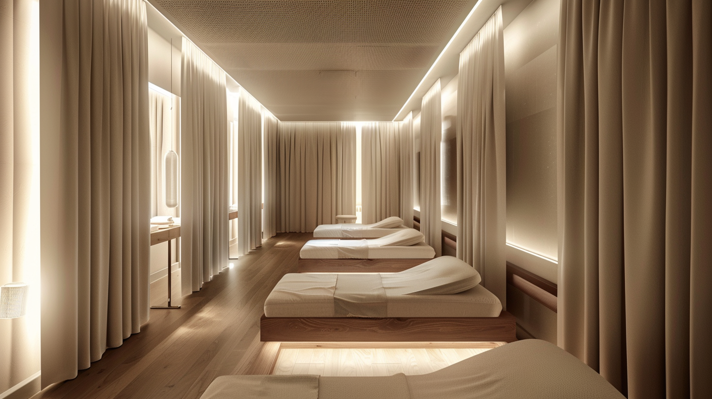 Modern Minimalist Skincare Treatment Room with Ambient Lighting