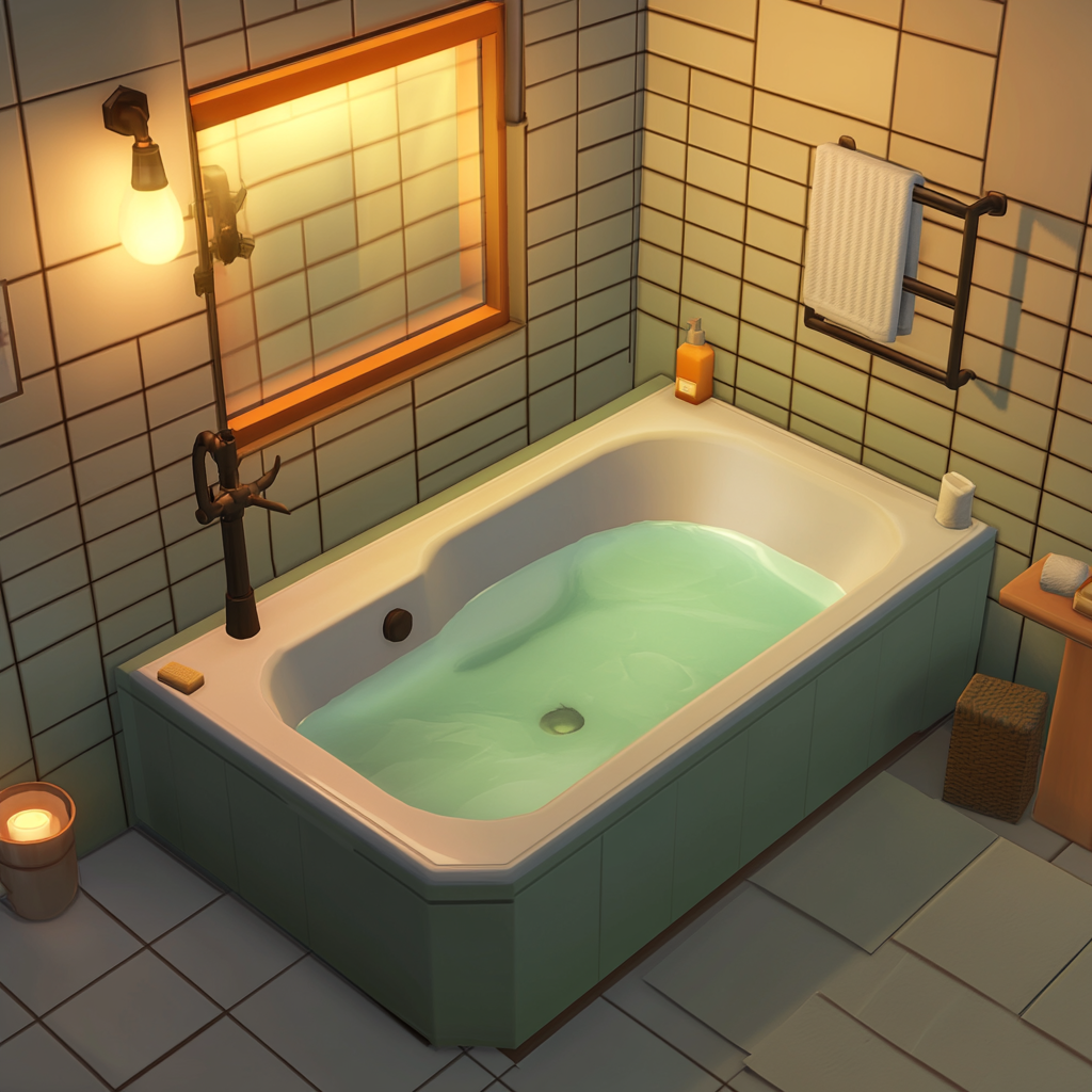 Modern Sims 4-style Bathroom Design with Bathtub