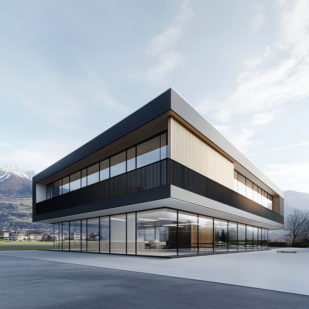 Modern Two-Level Building in La Sarraz, Switzerland