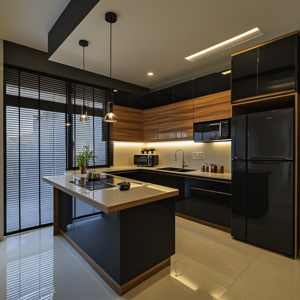 Modern U-Shaped Kitchen with Central Island