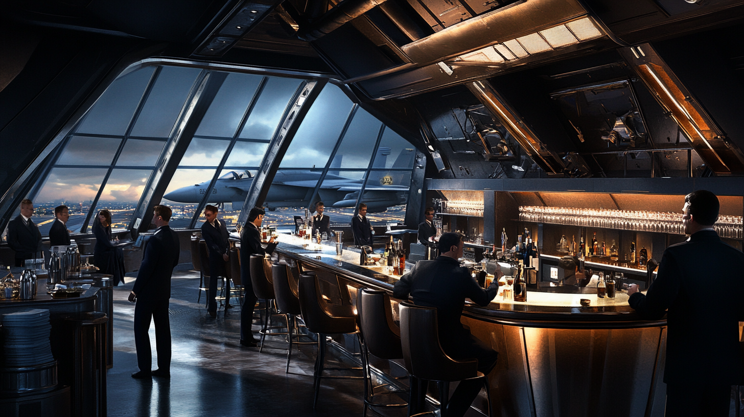 Modern U.S. Navy Aircraft Carrier Lounge Scene