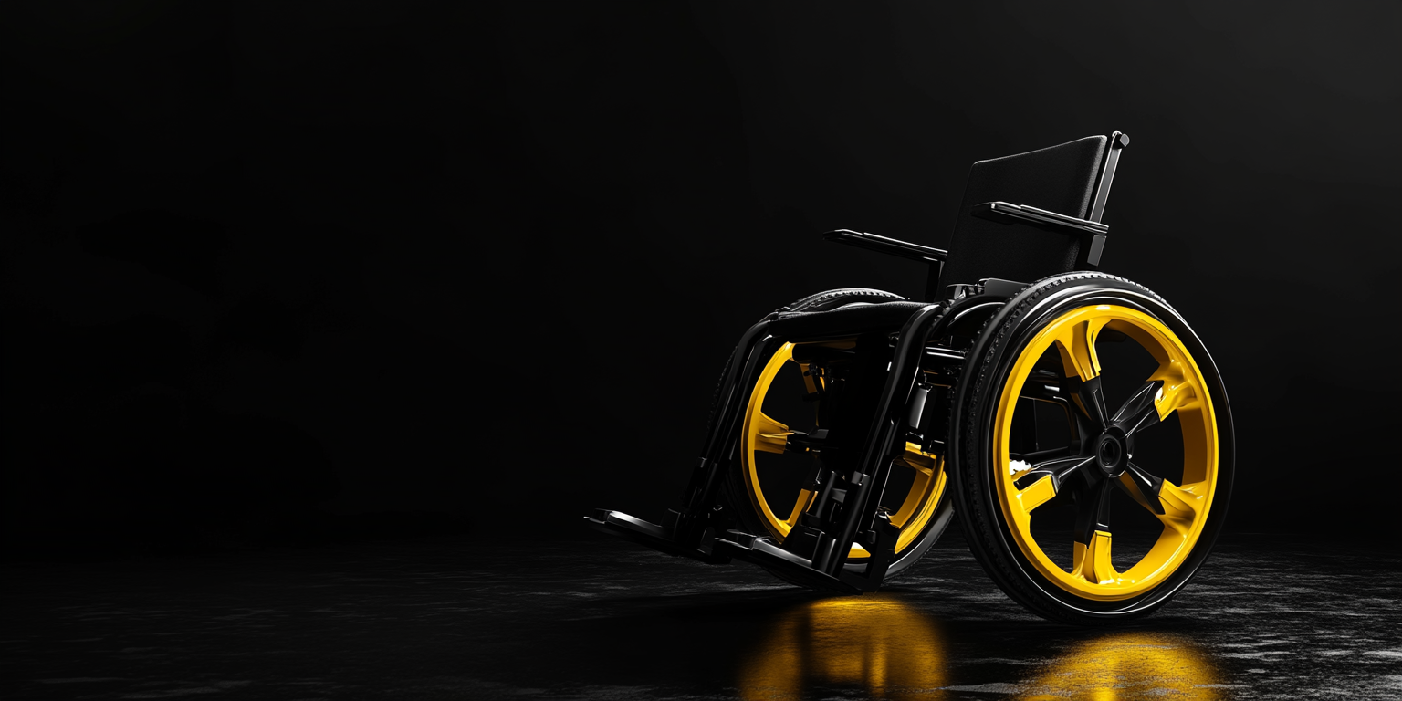 Modern Yellow Wheelchair in Black Background