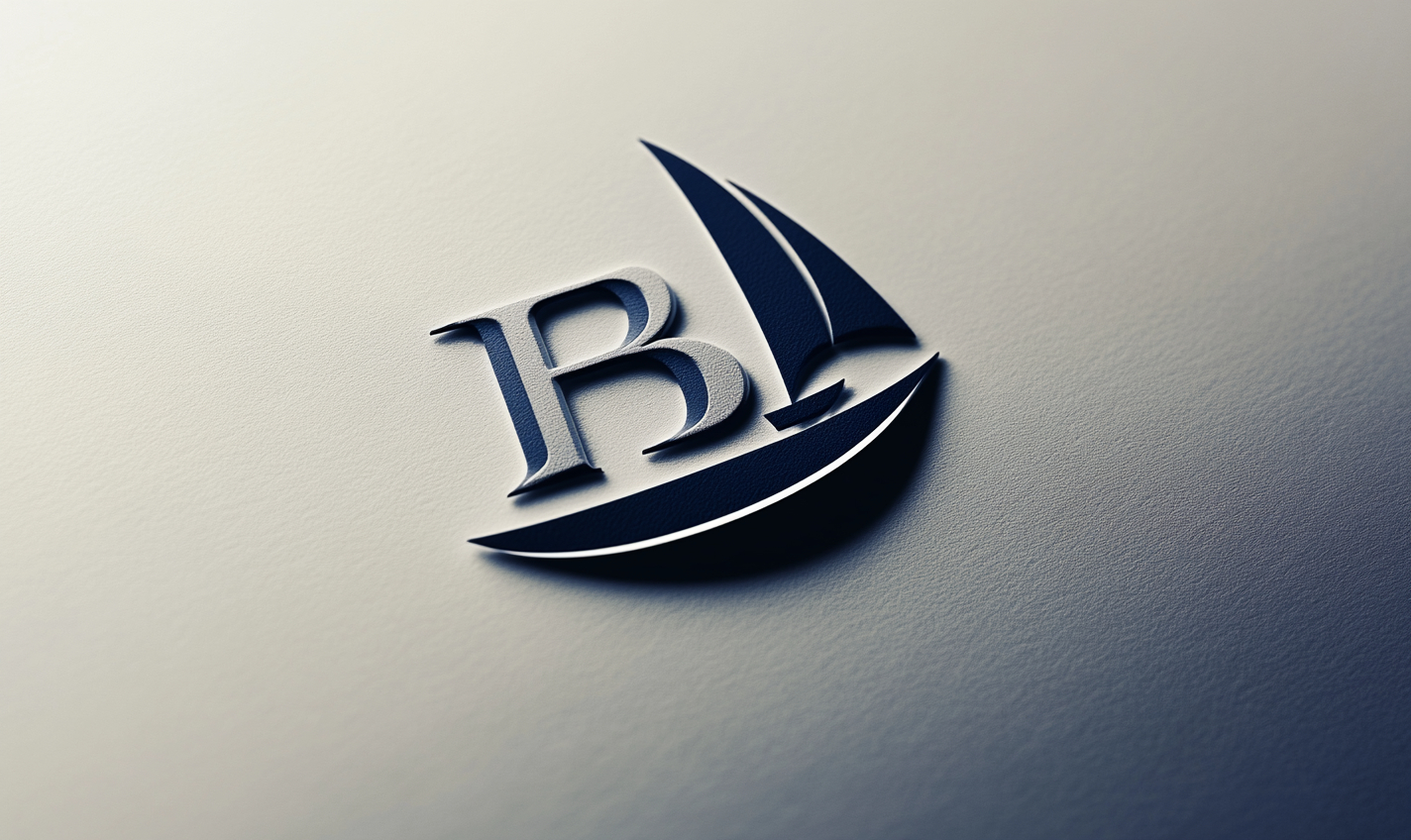 Modern and Elegant Company Logo Design with 'HB' and Ship Element in Blue and Gray Colors