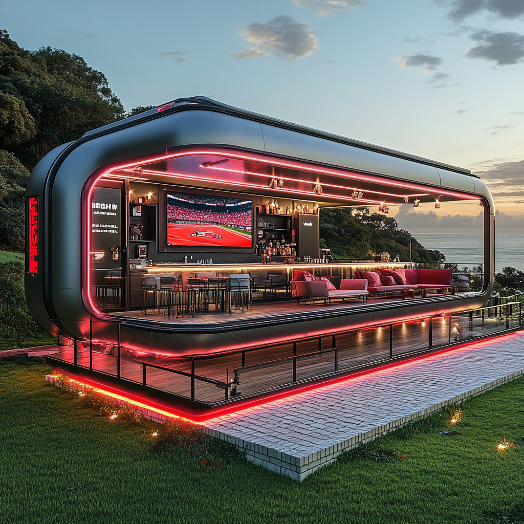 Modern camper pod with man cave interior, Tampa Bay