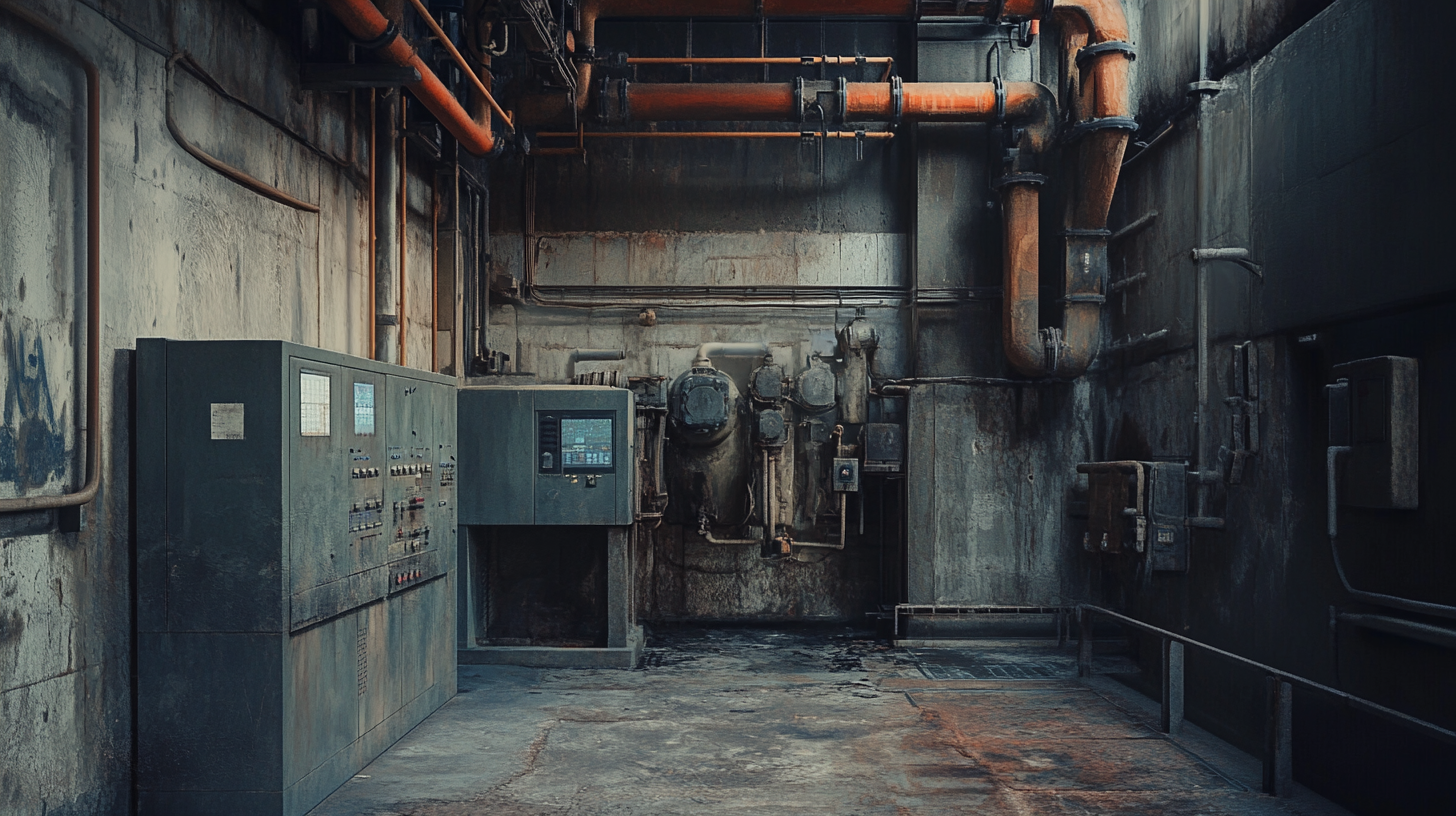 Modern generator room in factory with empty environment.