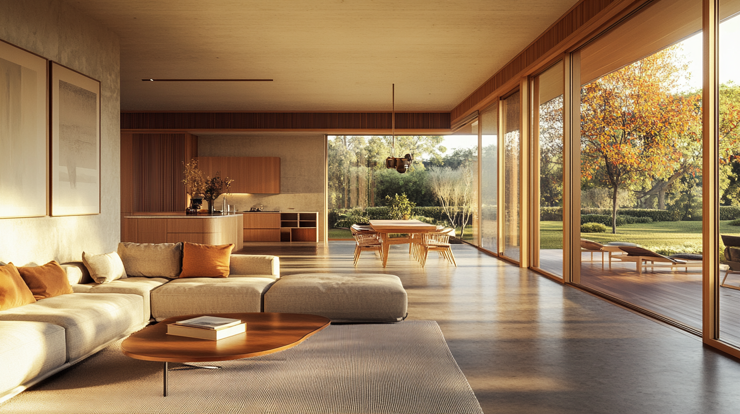 Modern living room with mid-century style furniture.