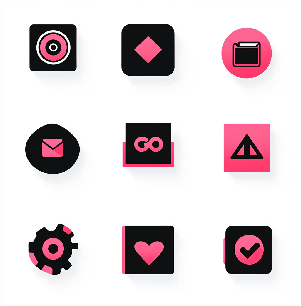 Modern pink and black startup logos grid