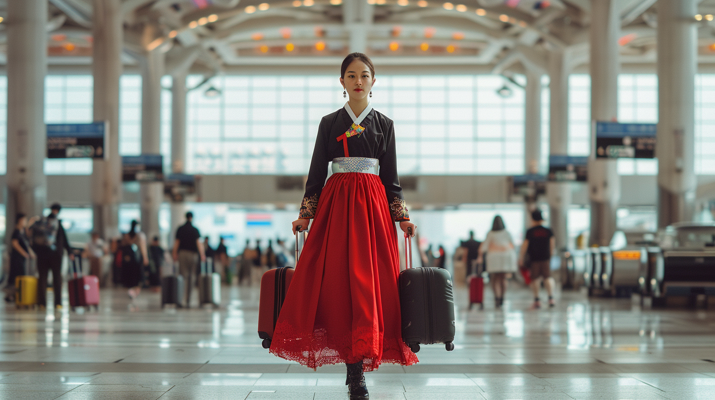 Modernized Korean Hanbok at Incheon International Airport