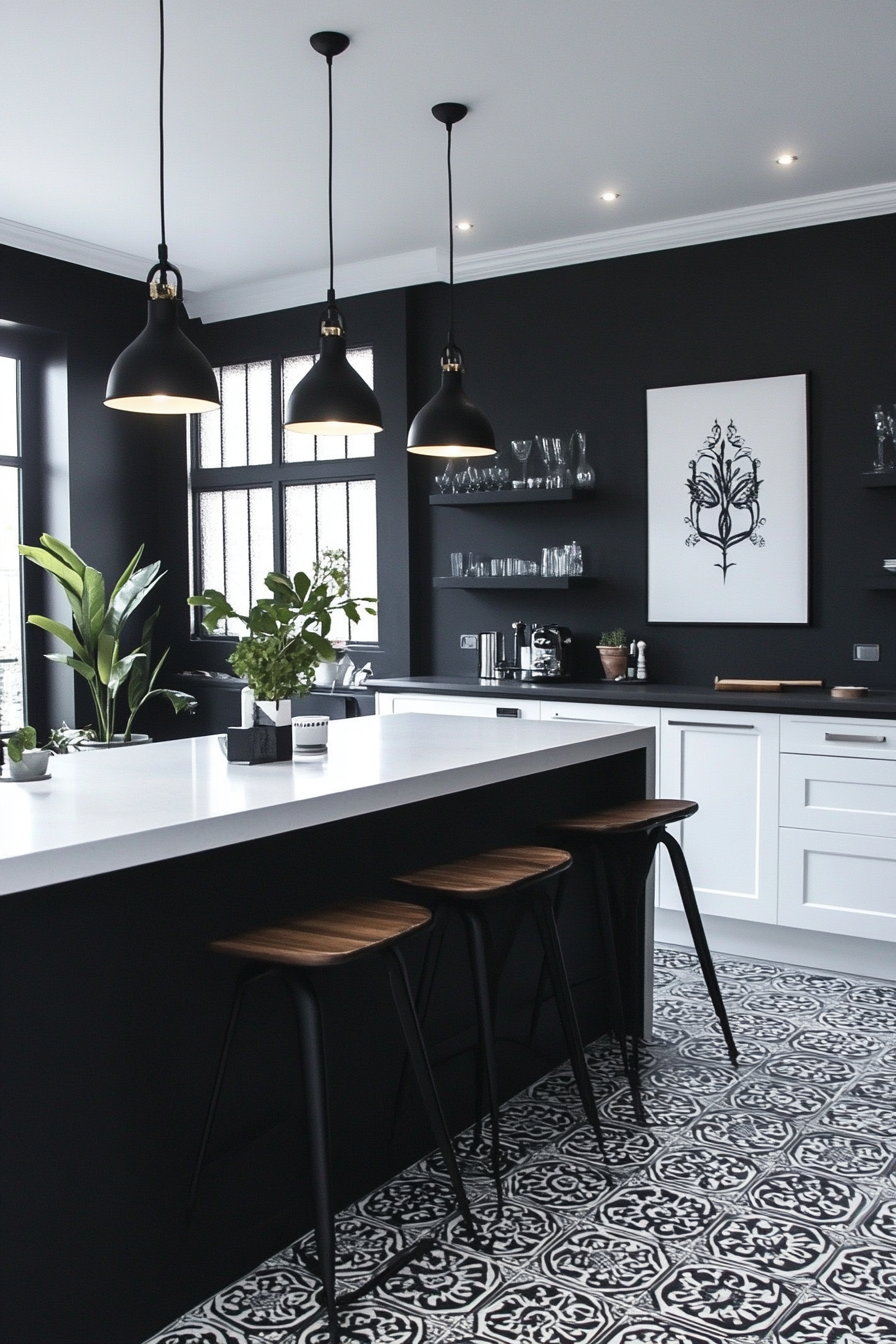 Monochrome Statement Kitchen: Black & White Visual Contrast